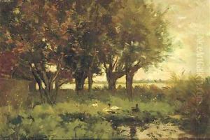 Ducks on the waterside by Johannes Karel Leurs