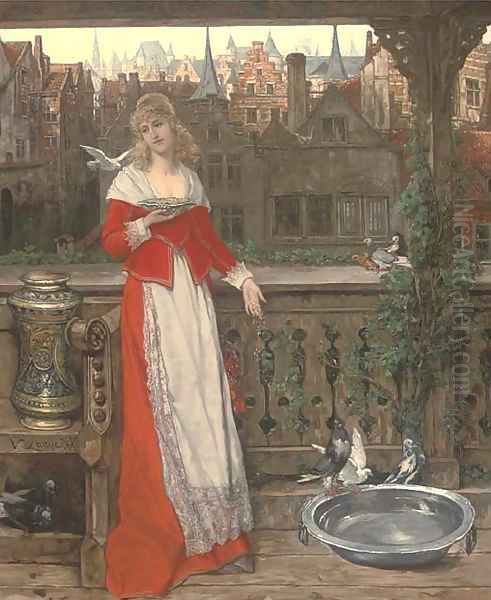 A maiden feeding the birds - view 1