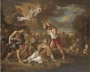 The Martyrdom of Saint Stephen by Cirlce Of Filippo Lauri