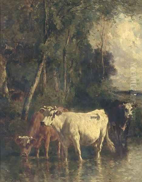 Cattle at the river - view 1