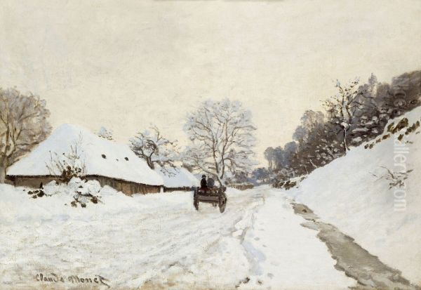 A Cart On The Snow Covered Road With Saint Simeon Farm - view 1