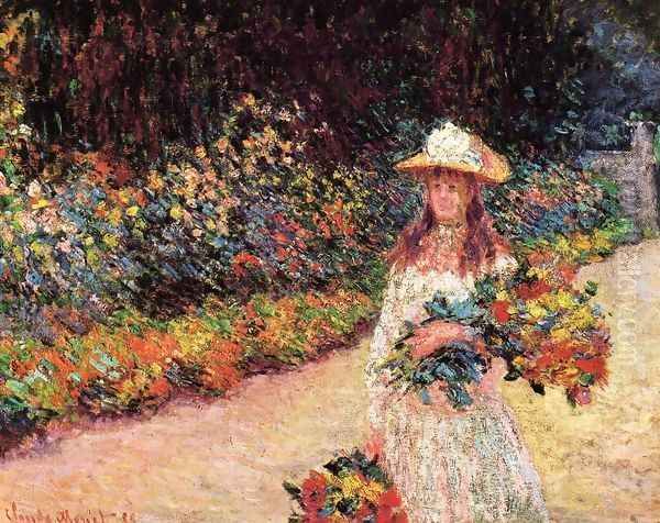 Young Girl In The Garden At Giverny - view 1