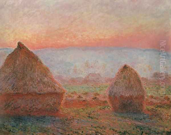 Les Meules à Giverny, soleil couchant (Haystacks at Giverny, the evening sun) by Claude Oscar Monet