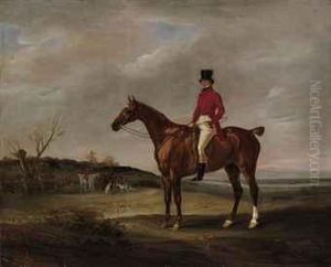 Colonel Standen On His Chestnut Hunter With The Quorn Huntsmen Andhounds At A Covert by John Snr Ferneley
