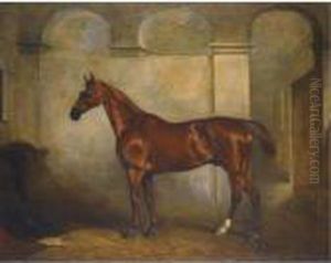 A Chestnut Horse In A Stable by John Snr Ferneley