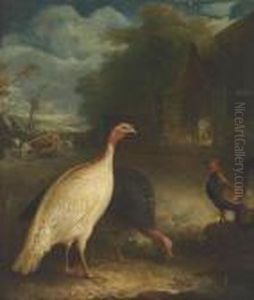 Poultry And Cattle In A Farmyard, Twilight by John Snr Ferneley