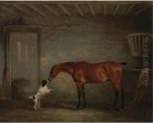 Hunter With Poodle by John Snr Ferneley