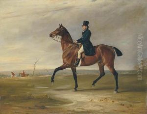 A Gentleman, Possibly Francis Holyoake, On A Bay Hunter In A Landscape, A Hunt Beyond by John Snr Ferneley