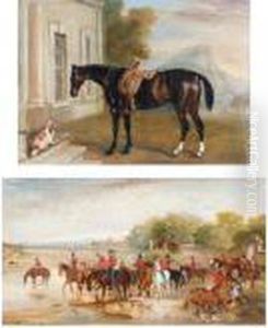 Light Dragoons Watering Their
Mounts; And A Dark Bay Hunter Outside A House With A Spaniel Light Dragoons Watering Their
Mounts; And A Dark Bay Hunter Outside A House With A Spaniel