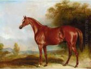 Harkaway , A Chestnut Racehorse In A Landscape
