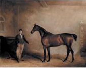 Mr. C. N. Hogg's Claxton And A Groom In A Stable by John Snr Ferneley