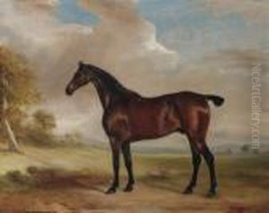 A Bay Hunter In An Extensive Landscape by John Snr Ferneley