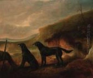 Gun Dogs In A Landscape by John Snr Ferneley
