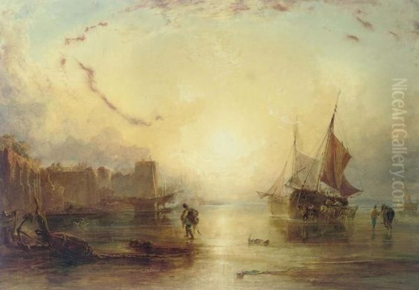 Unloading The Catch At Dusk Off A Fortified Port - view 1