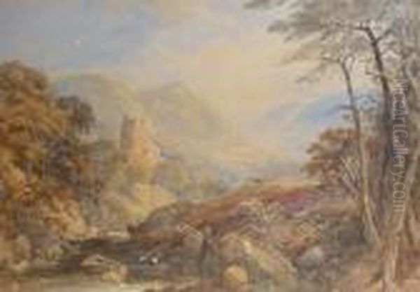 Deer Before Castle Ruins - view 1
