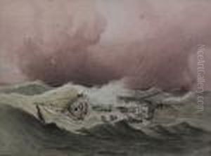 Shipwreckedsailing Ship In Stormy Seas by Anthony Vandyke Copley Fielding