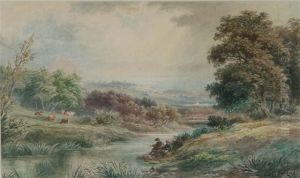 Fishing On The River by Anthony Vandyke Copley Fielding