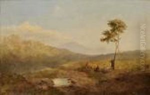 A Landscape With Figures Resting Under A Tree by Anthony Vandyke Copley Fielding