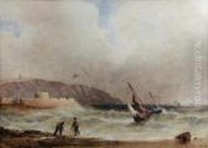 Fishermen Hauling In Nets by Anthony Vandyke Copley Fielding