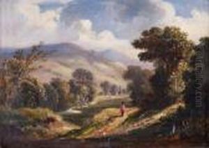 Landscape With Lone Figure Walking Path