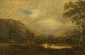 Mountainous Landscape With Lake by Anthony Vandyke Copley Fielding