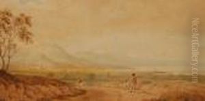 Travellers In Extensive Landscape by Anthony Vandyke Copley Fielding