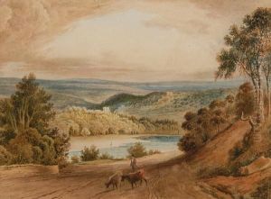 Extensive Landscape With Lake, Figure And Cattle Extensive Landscape With Lake, Figure And Cattle