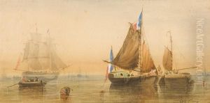 Shipping On Calm Waters by Anthony Vandyke Copley Fielding