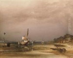 Fishermen Unloading The Catch, Near Ryde, Isle Of Wight by Anthony Vandyke Copley Fielding