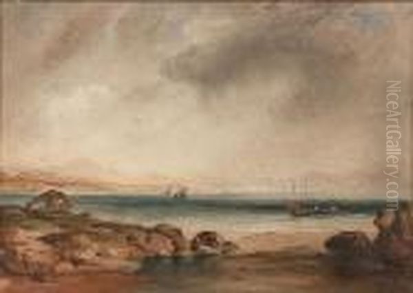 Coastal Scene With Fishing Boats On A Calm Sea - view 1