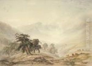 Mists Rising From The Valley, Glen Maree by Anthony Vandyke Copley Fielding