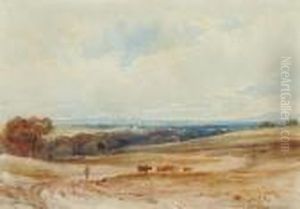 An Extensive Landscape With Cattle And A Drover by Anthony Vandyke Copley Fielding
