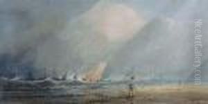 A Fishing Vessel Heading Out To Sea In A Squall by Anthony Vandyke Copley Fielding