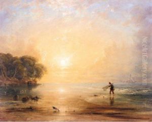 A Fisherboy On The Shore At Sunset by Anthony Vandyke Copley Fielding