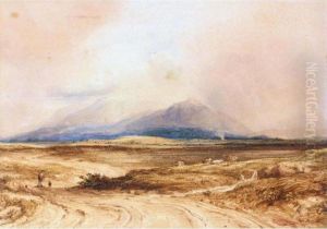 A Shepherd With His Flock Passing Along A Road by Anthony Vandyke Copley Fielding