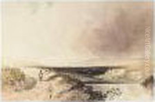 A Figure On A Path By A River - view 1