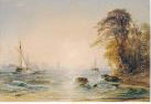 Plymouth Sound From Mount 
Edgcumbe, Looking East To Drake's Island - The Citadel And Mount Batten - view 1
