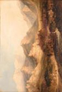 A Hilltop Town Before An Alpine Landscape