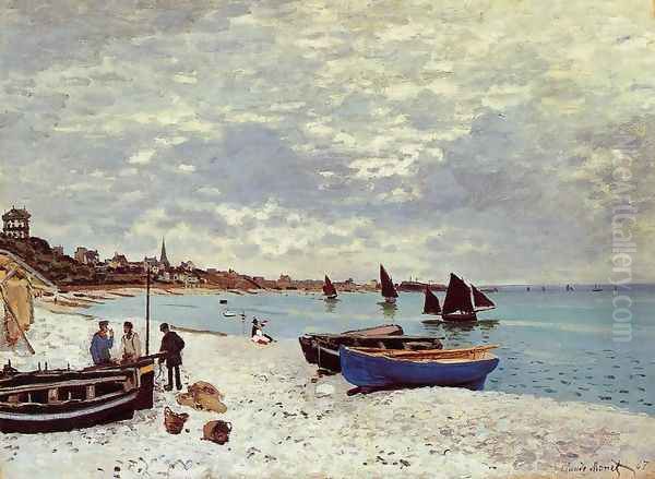 The Beach At Sainte Adresse by Claude Oscar Monet