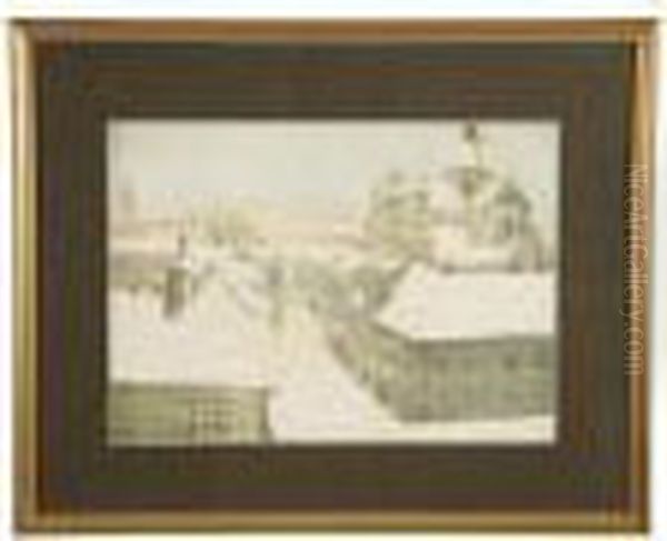 Winter Scene Of A City Street - view 1