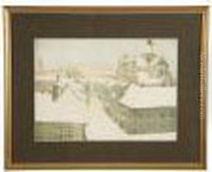 Winter Scene Of A City Street by Stefan Filipkiewicz