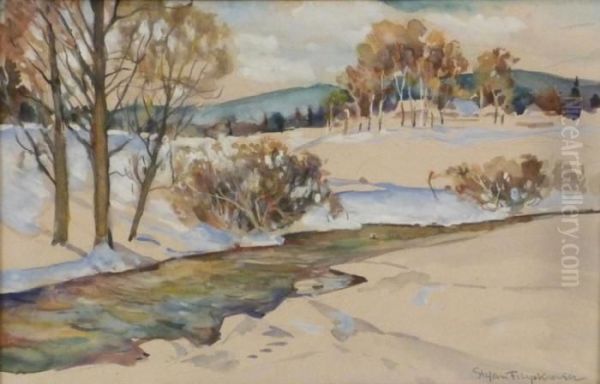Pejzaz Zimowy Z Potokiem - view 1
