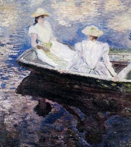 Girls In A Boat by Claude Oscar Monet