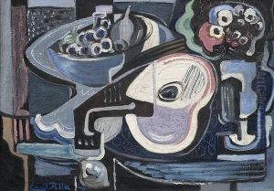Stillleben Mit Fruchten Und Mandoline by Emil Filla