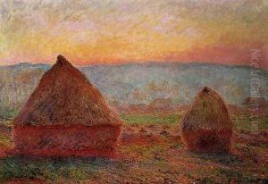 Grainstacks At Giverny Sunset