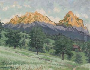 Die Mythen Bei Schwyz In Der Abendsonne by Waldemar Fink
