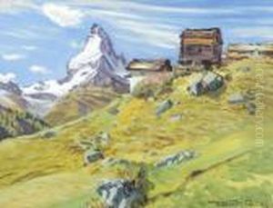 Hutten In Stafeln Bei Findelen Mit Matterhorn by Waldemar Fink