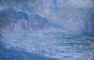 Cliffs At Pourville Rain by Claude Oscar Monet