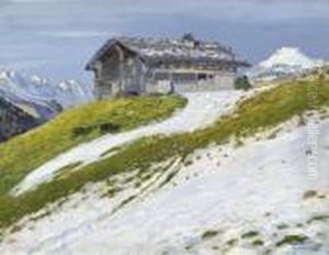 Vorfruhlingspartie Im Berner Oberland Mit Chalet by Waldemar Fink