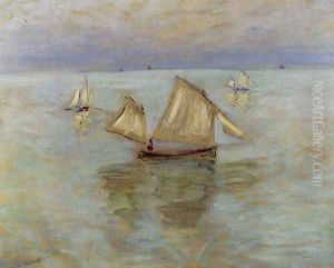 Fishing Boats At Pourville by Claude Oscar Monet